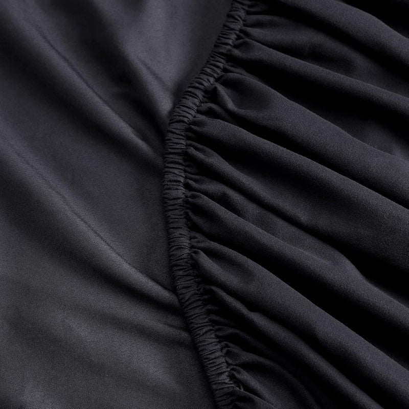 Serta Simply Clean Super Soft Hypoallergenic Stain Resistant Deep Pocket 4 Pieces Solid Bed Sheet Set, Full, Black - Image 4