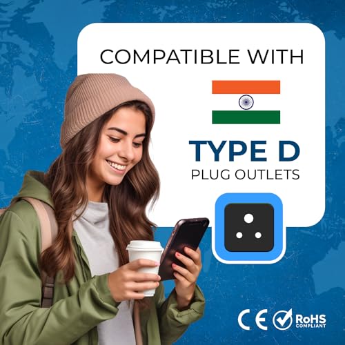 OREI UK to India Adapter Plug - 2 in 1 Type D US to India Converter Plug - Universal Input (UK, USA, Canada, EU & More) - CE & Rohs Certified - Image 5