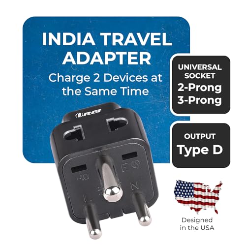 OREI UK to India Adapter Plug - 2 in 1 Type D US to India Converter Plug - Universal Input (UK, USA, Canada, EU & More) - CE & Rohs Certified - Image 2