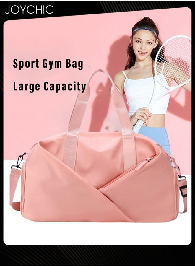 Solid Pattern Swim Messenger  Shoulder Bag Large Capacity Gym Sack Sport Bag with Dry Wet Separated Pocket for Women Sport, Yoga Travel Fitness Black