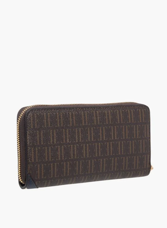 ELLE Monogram Print Zip Around Wallet