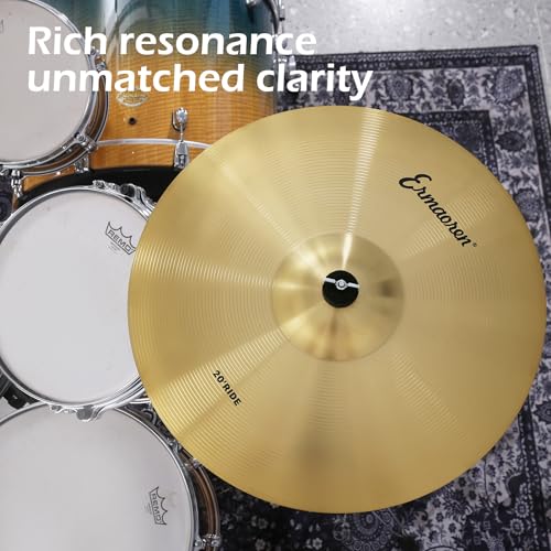 Ermaoren Cymbal Pack, 5 Pieces Drum Cymbals Set,14" Hi Hat Cymbals, 16" Crash and 18" Crash Cymbals, 20" Ride Cymbals for Drums Set - Image 4