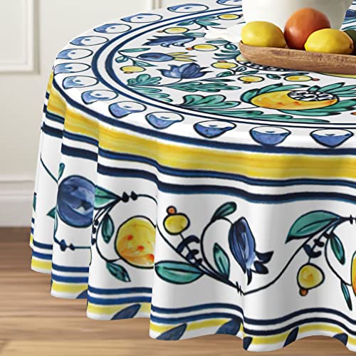 Arroganttiom Round Tablecloth 60 inch, Floral Table Cloth Round Cover, Stain Resistance, Water Repellent, Wrinkle-Free, Colorful Flower Circle Tablecloth for Home Kitchen Dining Party Patio Indoor and Outdoor Use - Image 3