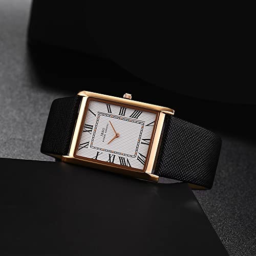 IBSO ساعة رجال IBSO 7MM رقيقة جداً بقرص مستطيل ساعة كواتز كلاسيكية (2232B أبيض) - Image 3