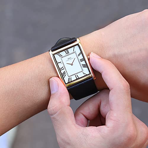 IBSO ساعة رجال IBSO 7MM رقيقة جداً بقرص مستطيل ساعة كواتز كلاسيكية (2232B أبيض) - Image 5