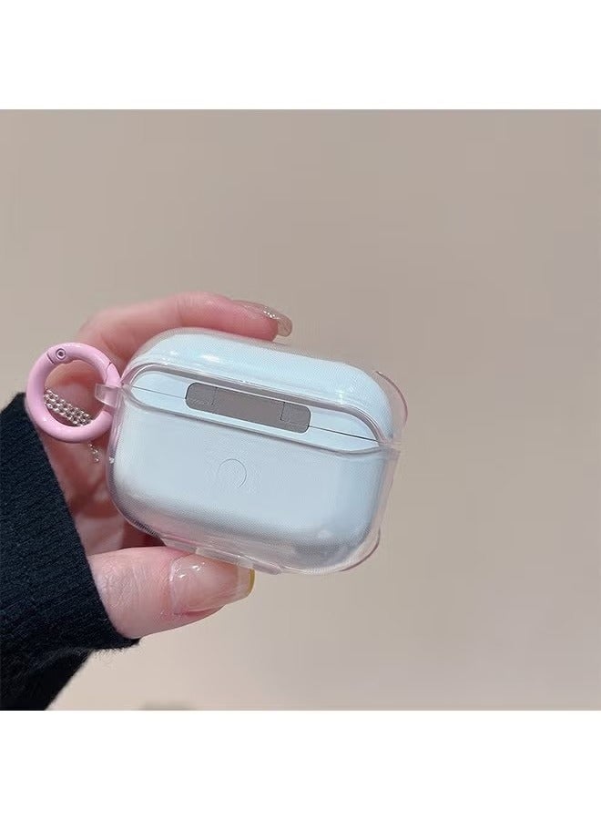 Applicable to AirPods Pro2 Case, Airpods Pro 2nd Generation Pink Clear TPU 3D Bow Case Cover, Soft Silicone Skin Shock-Absorbing Protective Cover with Keychains for Apple Airpods Pro 2 - Image 2