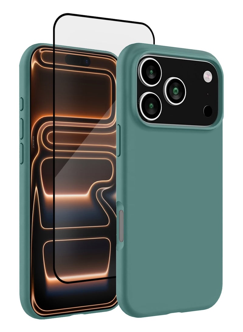 CATANES 2 Packs Silicone Protective Phone Case for iPhone 17 Pro Max - Soft Anti-Scratch Microfiber Lining Ultra Slim Drop Protection Phone Cover with 3D Screen Protector - Cactus Green - Image 1