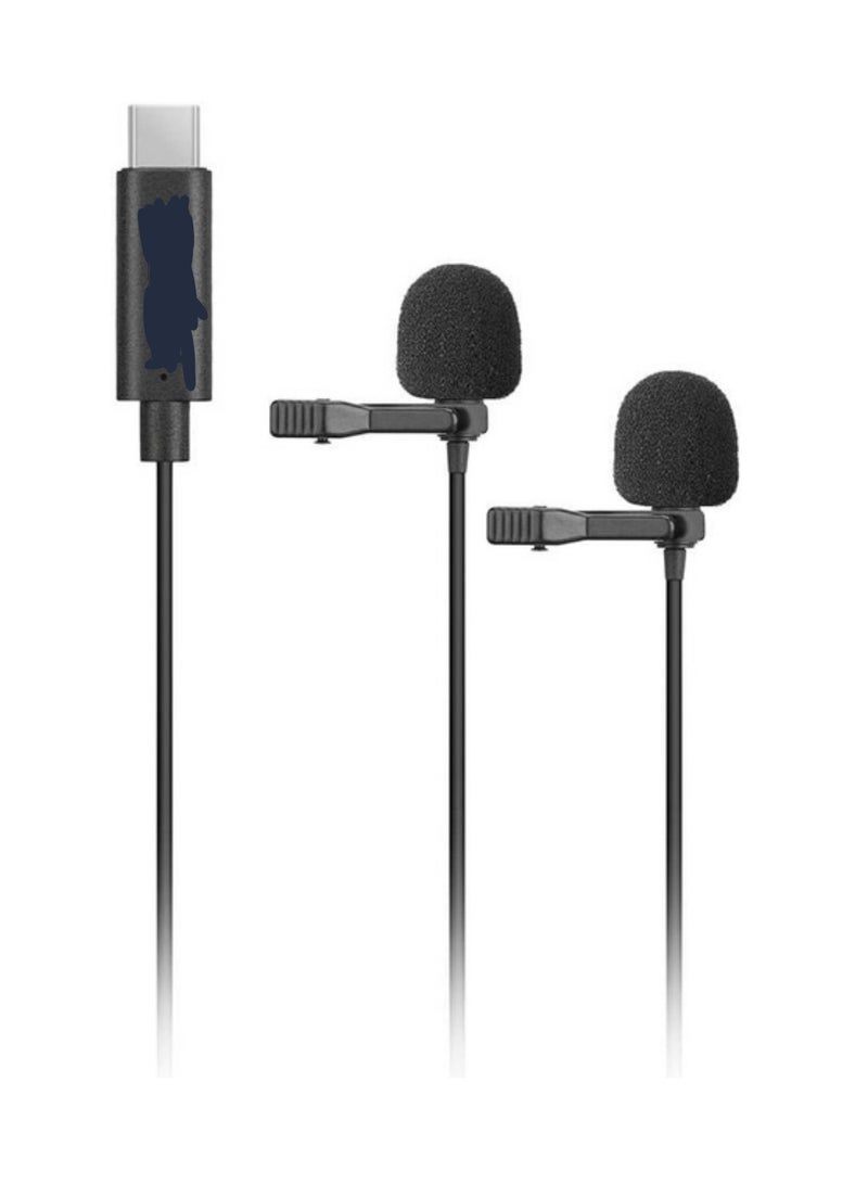 Digital Dual Lavalier Microphones for Type-C Devices - Black - Image 1
