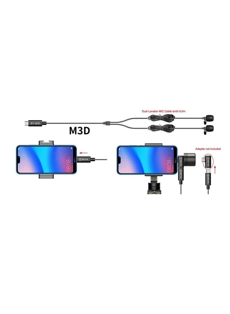 Digital Dual Lavalier Microphones for Type-C Devices - Black - Image 2