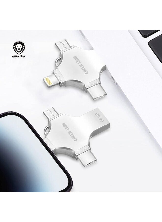 GREEN LION 4 in 1 USB Flash Drive 128GB with USB-A, Type-C, Lightning and Mirco USB compatible with all Smart Devices - GREEN LION USB FLASH DIRVE  - Image 4