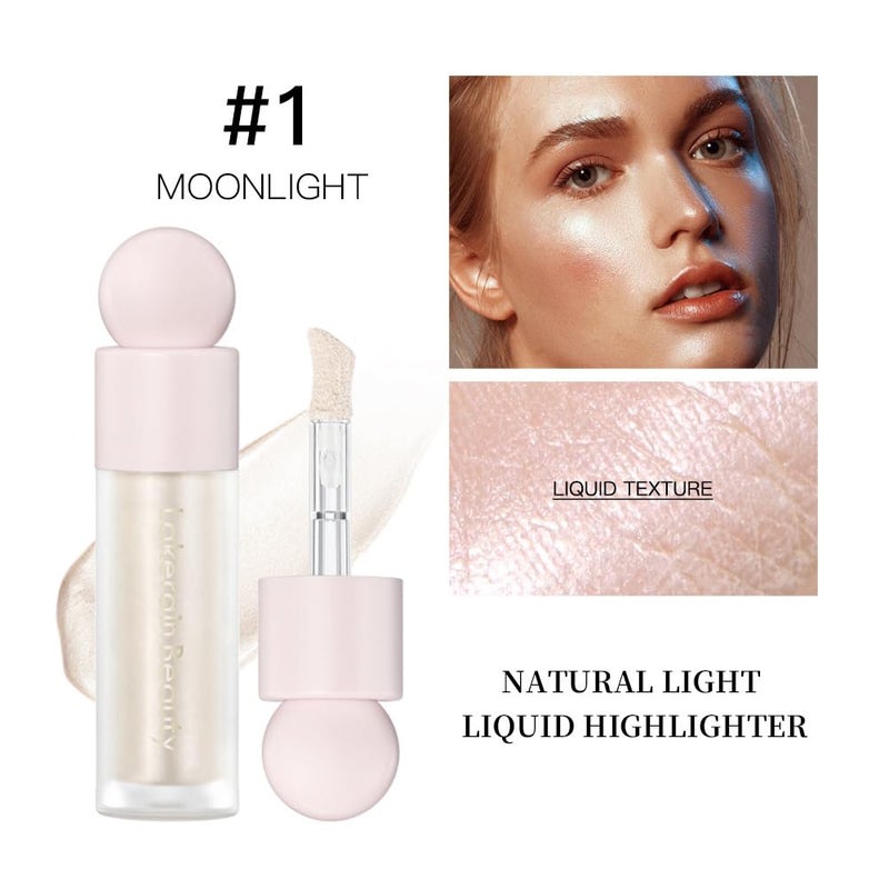 Mysense Liquid Highlighter Makeup, Natural Luminous Face Body Highlighter, Silky Smooth Lightweight Luminizer, Waterproof Long Lasting Face Illuminator Make up, #01 Moonlight White - Image 2