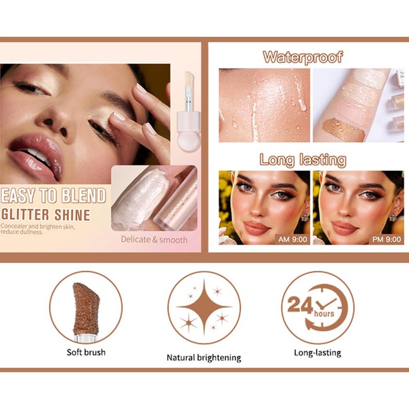 Mysense Liquid Highlighter Makeup, Natural Luminous Face Body Highlighter, Silky Smooth Lightweight Luminizer, Waterproof Long Lasting Face Illuminator Make up, #01 Moonlight White - Image 3