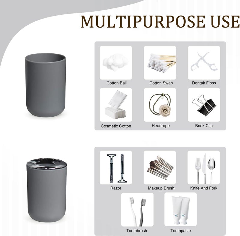 CERBIOR Bathroom Accessories Set Bath Ensemble Includes Soap Dispenser, Toothbrush Holder, Tumbler, Soap Dish for Decorative Countertop and Housewarming Gift,Grey - Image 5