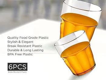 Plastic Beer Glasses 6 Pieces Quality Food Grade Shatter Break Resistant  - Image 4