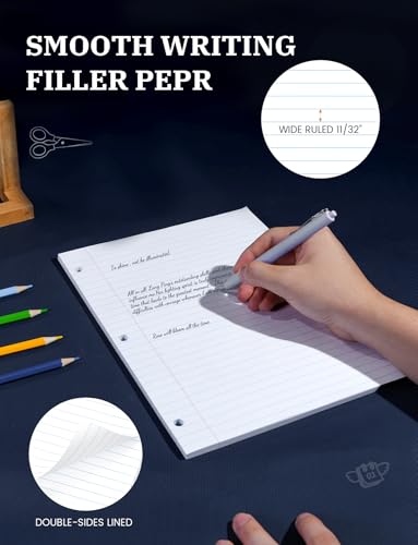 Aidunmis Loose Leaf Paper 8.5 x 11, Loose Leaf Notebook Paper, 200 Sheets Binder Paper 8-1/2 x 11'', 3-Hole Punched Filler Paper Notebook, 2 Pack, 100 Sheets/Pad - Image 5