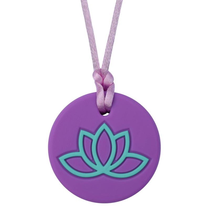Munchables Jewelry For Kids that Chew Munchables Lotus Sensory Chewy Silicone Necklace for Adults or Kids Autism ADHD Oral Motor Therapy Light Purple