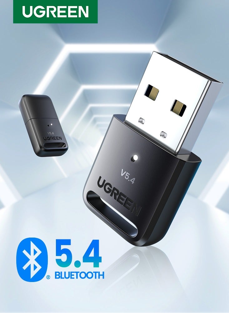 Ugreen Latest USB Bluetooth Adapter for PC,5.4 Bluetooth Dongle Transmitter,【Lag-free Multi-device Connect】of Mouse,Keyboard,Headsets,Gamepad【Driver Free】Bluetooth 5.4 Adapter for Windows 8.1/10/11 Black