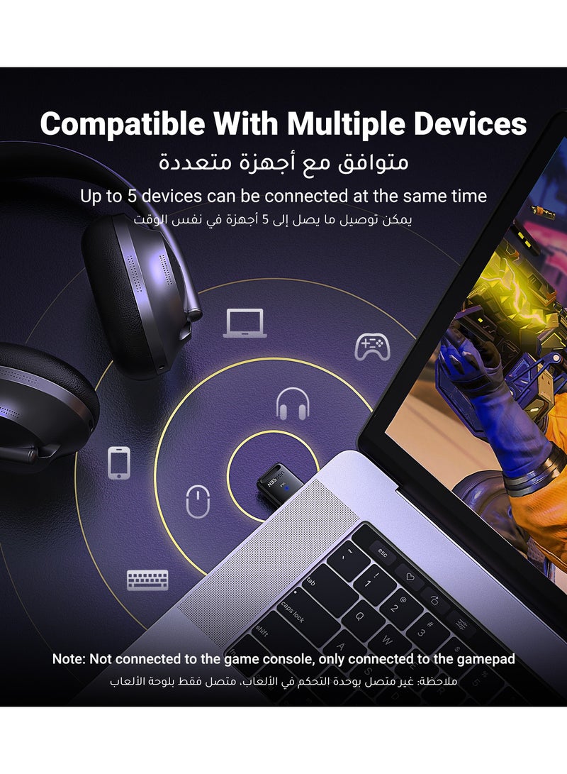 Ugreen Latest USB Bluetooth Adapter for PC,5.4 Bluetooth Dongle Transmitter,【Lag-free Multi-device Connect】of Mouse,Keyboard,Headsets,Gamepad【Driver Free】Bluetooth 5.4 Adapter for Windows 8.1/10/11 - Image 4