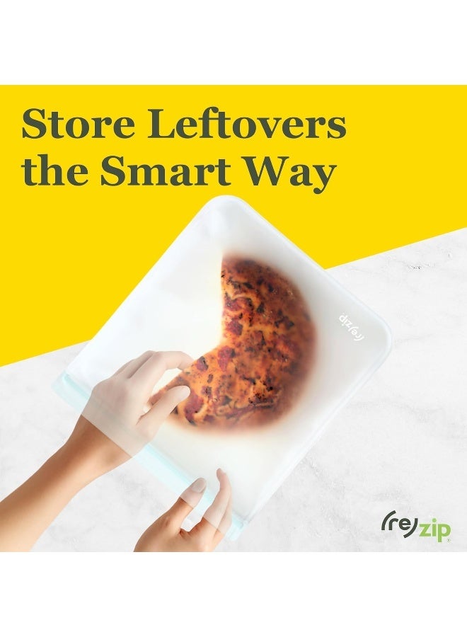 Rezip (re)zip (re) zip Half Gallon Reusable Deli Storage Bags, BPA-Free, Leakproof, Food-Grade 100% Food-Safe PEVA, for Food Storage and Freezer Use, Holds 8 Cups/64 Oz, 4-Pack (Clear) - Image 5