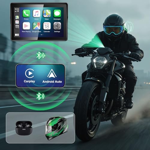 YZW 2026 YZW GPS Carplay 5 inch for Motorcycle with Wireless CarPlay & Android Auto, IP69K Waterproof Touch Screen, GPS Navigation, Supports Bluetooth, Siri/Google Voice Control, Custom Boot Logo, Bracket - Image 3