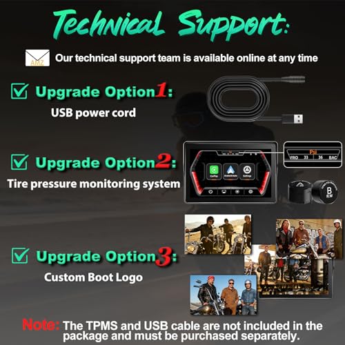 YZW 2026 YZW GPS Carplay 5 inch for Motorcycle with Wireless CarPlay & Android Auto, IP69K Waterproof Touch Screen, GPS Navigation, Supports Bluetooth, Siri/Google Voice Control, Custom Boot Logo, Bracket - Image 5