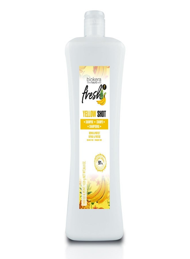 SALERM - Repair Shampoo Yellow Shot - Biokera Fresh - 1000 ml - Repairs and Protects - For Shiny, Frizz-Free Hair - Sulfate-Free and Paraben-Free Shampoo - Image 1