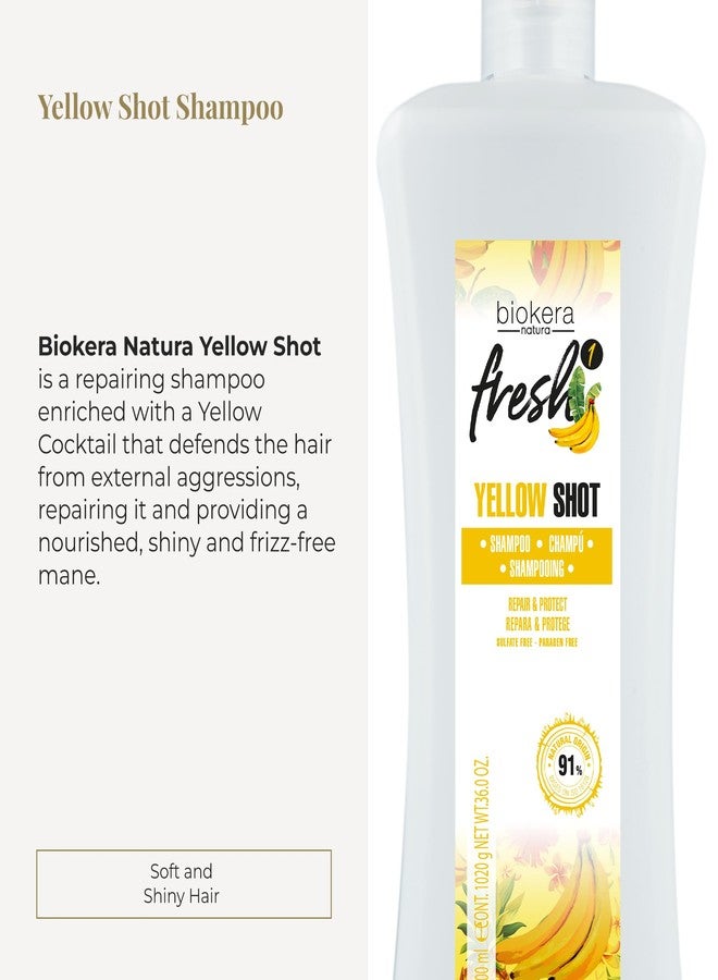 SALERM - Repair Shampoo Yellow Shot - Biokera Fresh - 1000 ml - Repairs and Protects - For Shiny, Frizz-Free Hair - Sulfate-Free and Paraben-Free Shampoo - Image 2