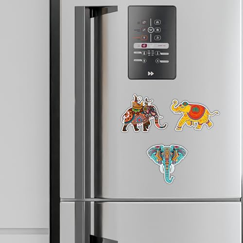 Giftplease Rajsthani Pattern Elephant Fridge Magnets- Set of 3 | Travel Souvenir | Refrigerator Magnet | Gifts | Decorative Items for Kitchen Fridge Magnets Set | Multicolor (FM_31) - Image 2
