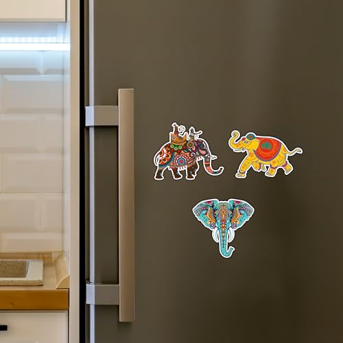 Giftplease Rajsthani Pattern Elephant Fridge Magnets- Set of 3 | Travel Souvenir | Refrigerator Magnet | Gifts | Decorative Items for Kitchen Fridge Magnets Set | Multicolor (FM_31) - Image 3