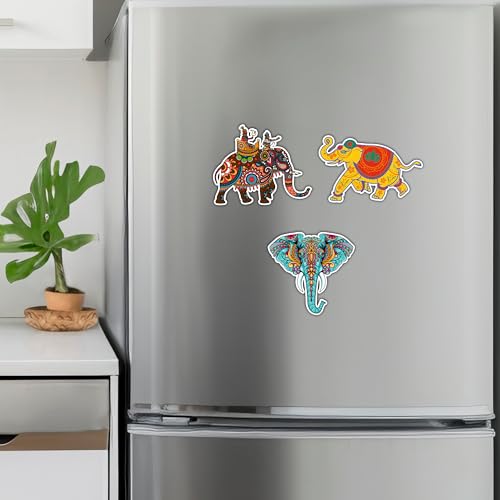 Giftplease Rajsthani Pattern Elephant Fridge Magnets- Set of 3 | Travel Souvenir | Refrigerator Magnet | Gifts | Decorative Items for Kitchen Fridge Magnets Set | Multicolor (FM_31) - Image 4