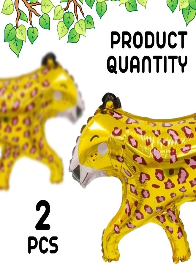 BOGAZNET 2PCS Gold Leopard Cheetah Shaped Animal Balloons - Foil Jungle Theme Party Balloons for Birthday, Safari, Zoo - Image 3