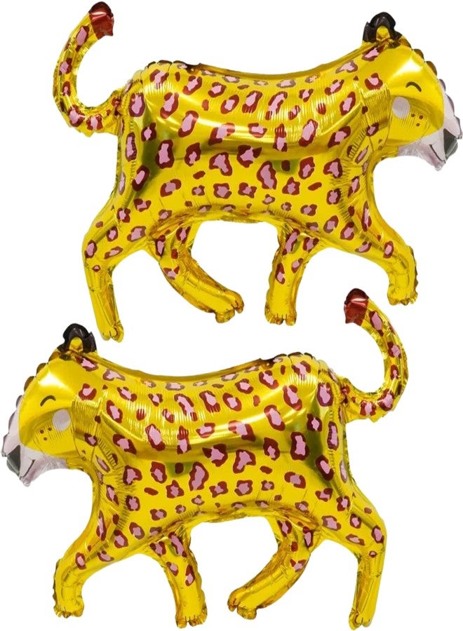 BOGAZNET 2PCS Gold Leopard Cheetah Shaped Animal Balloons - Foil Jungle Theme Party Balloons for Birthday, Safari, Zoo - Image 1