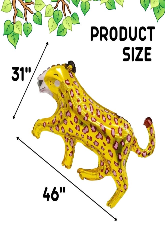 BOGAZNET 2PCS Gold Leopard Cheetah Shaped Animal Balloons - Foil Jungle Theme Party Balloons for Birthday, Safari, Zoo - Image 2