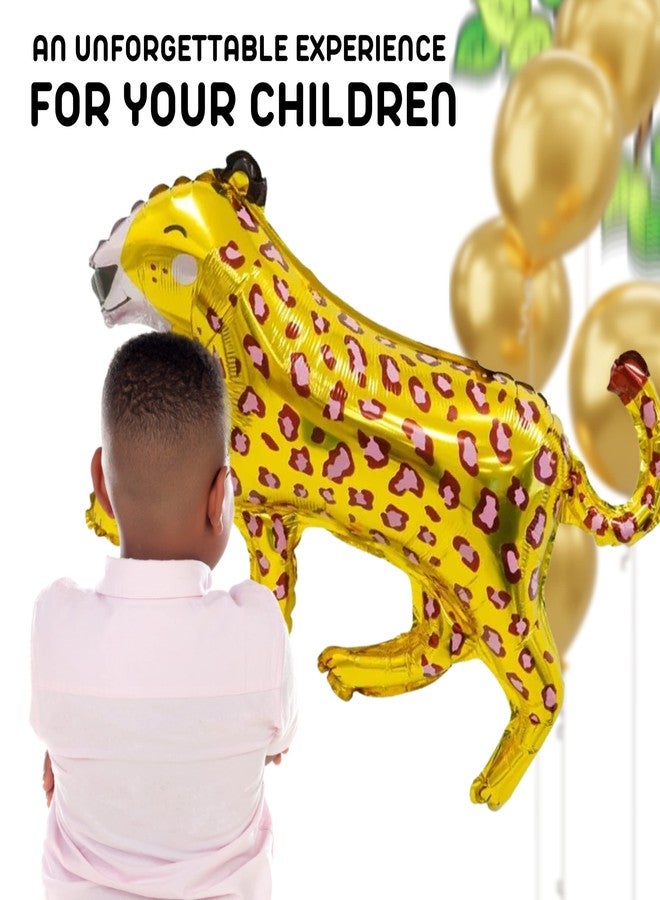 BOGAZNET 2PCS Gold Leopard Cheetah Shaped Animal Balloons - Foil Jungle Theme Party Balloons for Birthday, Safari, Zoo - Image 5