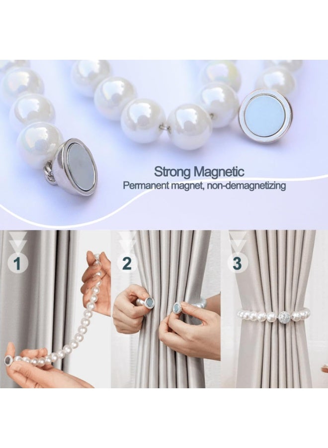 Goolsky [2pcs Magnetic Elegant Tiebacks] 2pcs Stylish Magnetic Tiebacks for Curtains - Elegant Faux Pearl Beads Holdbacks for Bedroom and Living Room Home Decor - Image 2