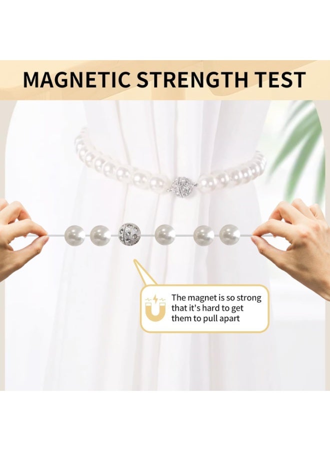 Goolsky [2pcs Magnetic Elegant Tiebacks] 2pcs Stylish Magnetic Tiebacks for Curtains - Elegant Faux Pearl Beads Holdbacks for Bedroom and Living Room Home Decor - Image 4