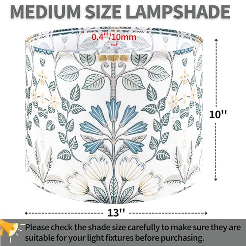 GO&SO GOSO 2pcs Medium Lampshade Polyester Fiber Printing Plants Drum Lamp Shade For TableLamp,Floor Lamps,Diy Pendant Light,Wall Hanging,Spider Fitter 13 "Top x 13" Bottom x 10 "High, Assembly Required - Image 2