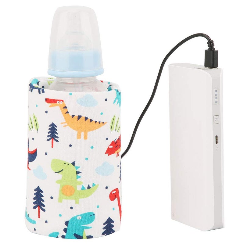 Hilitand Portable Bottle Keep Warm, USB Travel Milk Heat Keeper, Baby Bottle Keep Warmer for Car Tavel, Storage Cover Insulation Thermostat(Dinosaur, 12) - Image 1