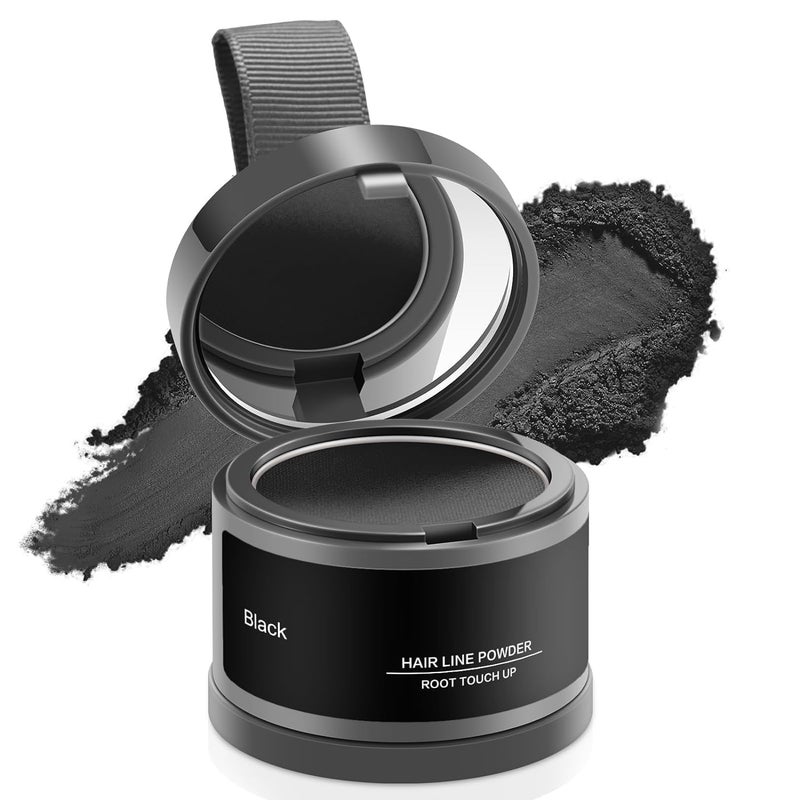 FLUZOV Hairline Powder Quick Root TouchUp Hair Shading Sponge Pen Covers Gray Roots Bald Spots Thinning Hair Highly Pigmented LongLasting Matte Finish Hairline Shadow Powder Stick for Women Men Black - Image 1