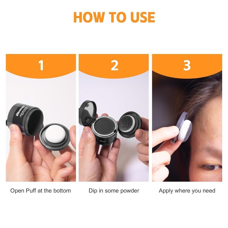 FLUZOV Hairline Powder Quick Root TouchUp Hair Shading Sponge Pen Covers Gray Roots Bald Spots Thinning Hair Highly Pigmented LongLasting Matte Finish Hairline Shadow Powder Stick for Women Men Black - Image 5