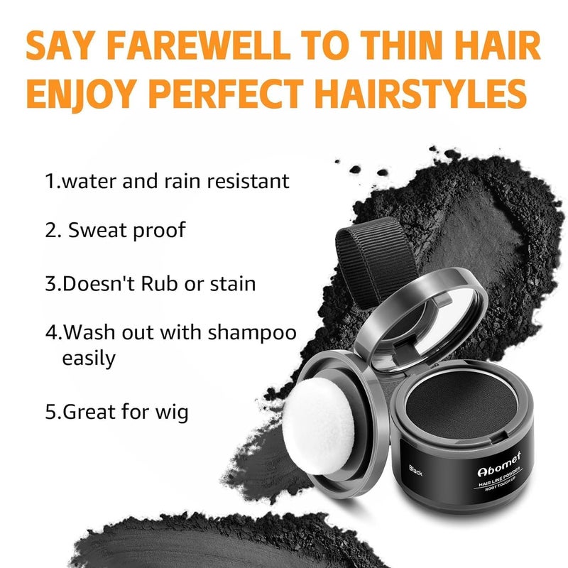 FLUZOV Hairline Powder Quick Root TouchUp Hair Shading Sponge Pen Covers Gray Roots Bald Spots Thinning Hair Highly Pigmented LongLasting Matte Finish Hairline Shadow Powder Stick for Women Men Black - Image 4