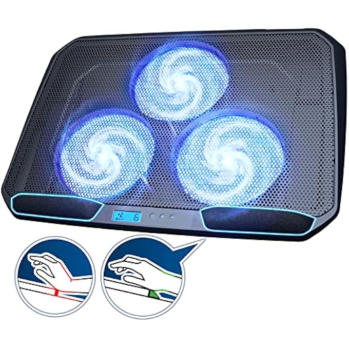 KLIM KN02 LAPTOP COOLING PAD FOR 11-17.3 INCH LAPTOPS - COMFY CUSHIONED WRISTRESTS - POWERFUL LAPTOP COOLING FAN 1500 RPM - SILENT LAPTOP COOLER WITH METAL MESH AND 5-YEAR WARRANTY - NEW 2022 RELEASE - Image 1