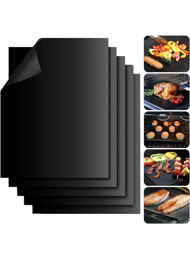 DUNISO 5Pcs BBQ Grill Mat, Non Stick Reusable and Baking Mesh,Resuable and Easy to Clean,for Indoor Outdoor BBQ，40x33CM (Black)  - Image 1