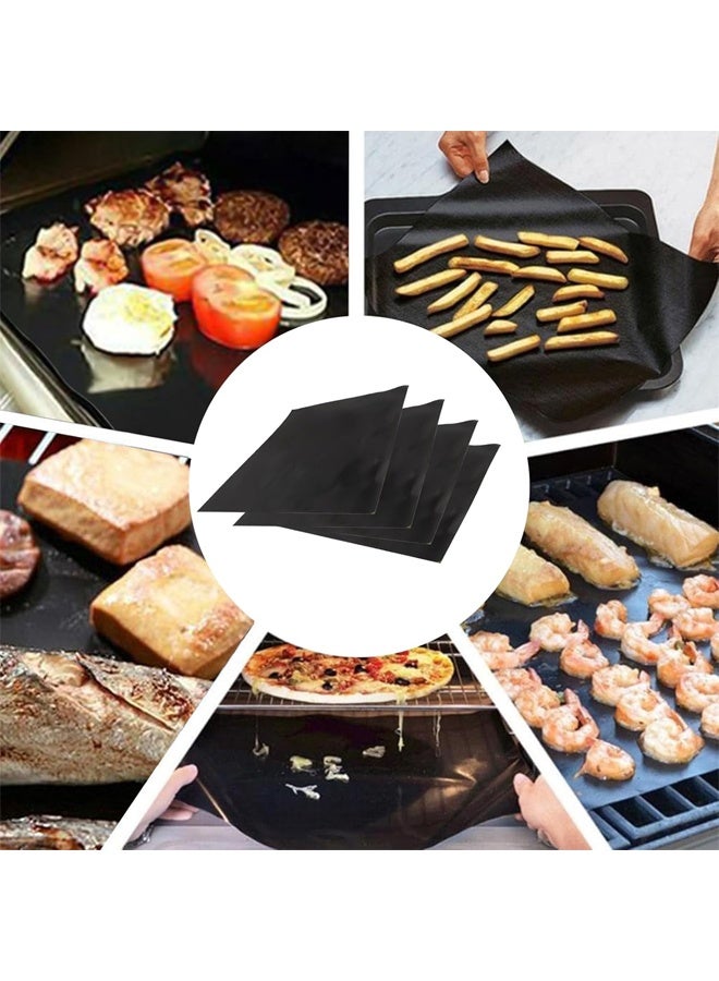 DUNISO 5Pcs BBQ Grill Mat, Non Stick Reusable and Baking Mesh,Resuable and Easy to Clean,for Indoor Outdoor BBQ，40x33CM (Black)  - Image 3