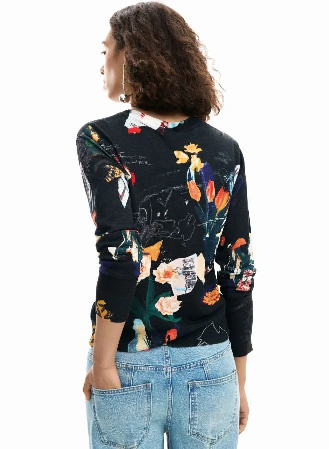 Desigual Black Thin sweater plants for Women | Best Price UAE