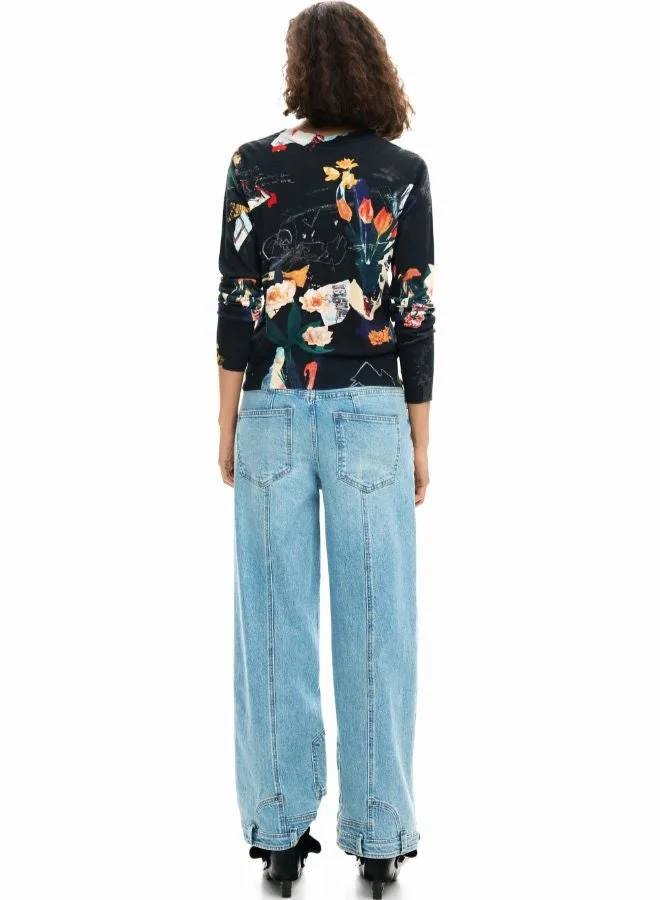Desigual Black Thin sweater plants for Women | Best Price UAE