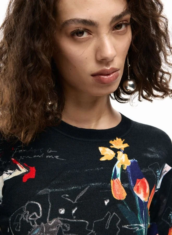 Desigual Black Thin sweater plants for Women | Best Price UAE