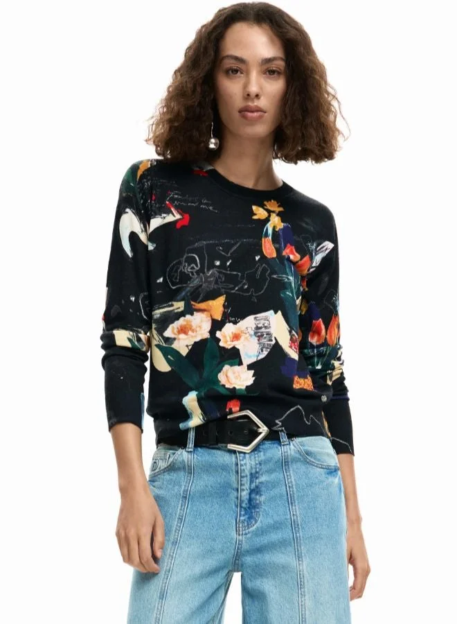 Desigual Black Thin sweater plants for Women | Best Price UAE