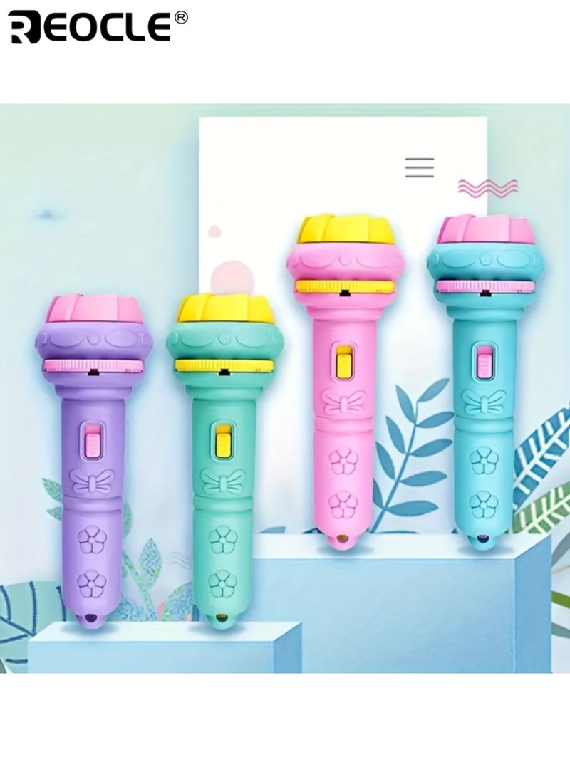 ريوكل 4 قطع من مصابيح العرض الضوئي للأطفال بتصميم شرائح كرتونية وميزة عرض ضوئي، ألعاب تعليمية للأطفال مع عبوة هدايا جاهزة للعب القصصي. - Image 2