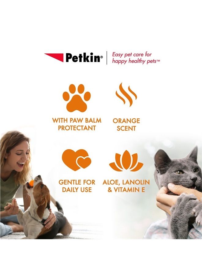 Petkin Big N' Thick Paw Wipes for Dogs, 100 Large Wipes (4 Pack) - Clean Dirty Paws After Walks, with Paw Balm Protectant - Keep Floors and Furniture Clean - Ideal for Home or Travel - Orange Scent - Image 5